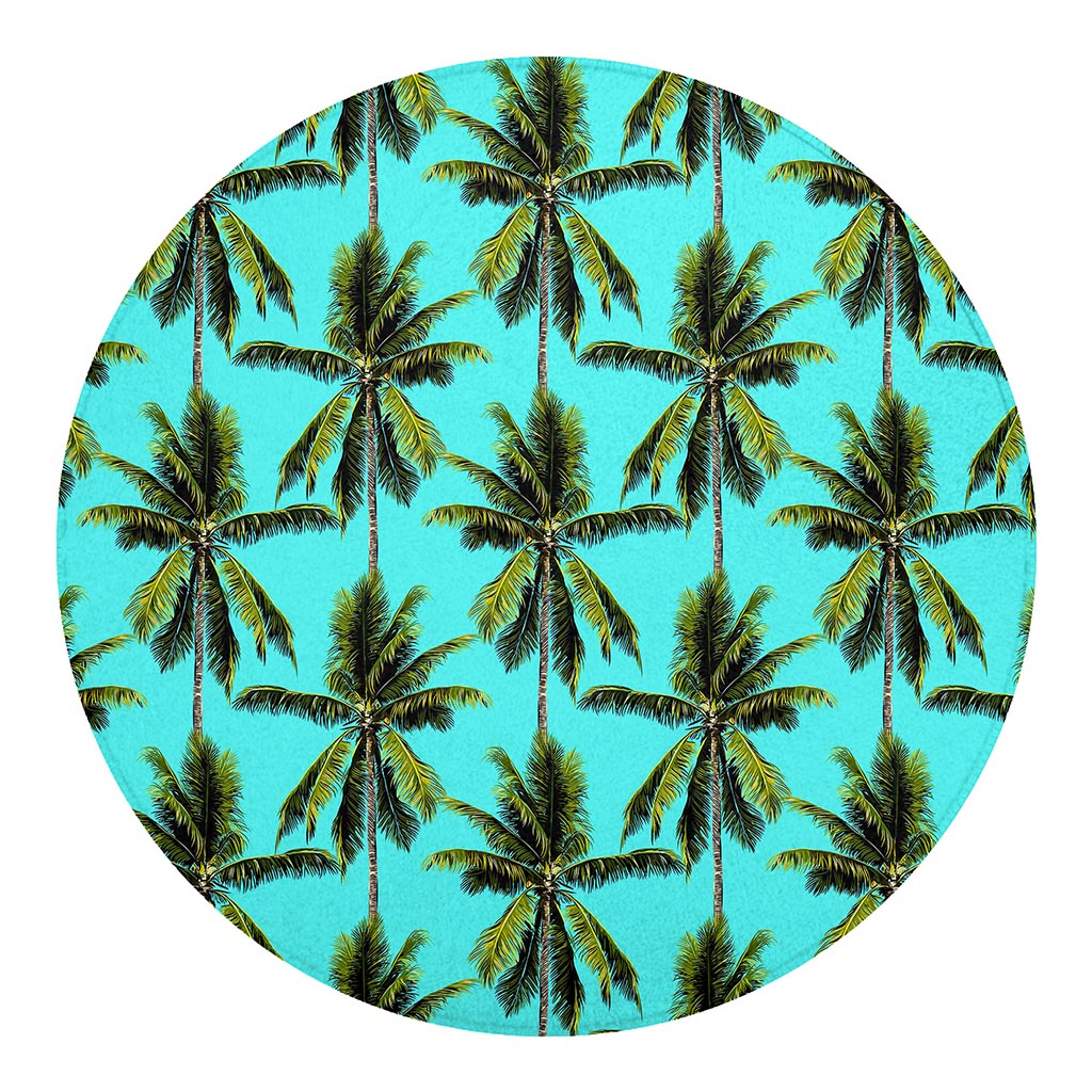 Tropical Palm Tree Pattern Print Round Blanket