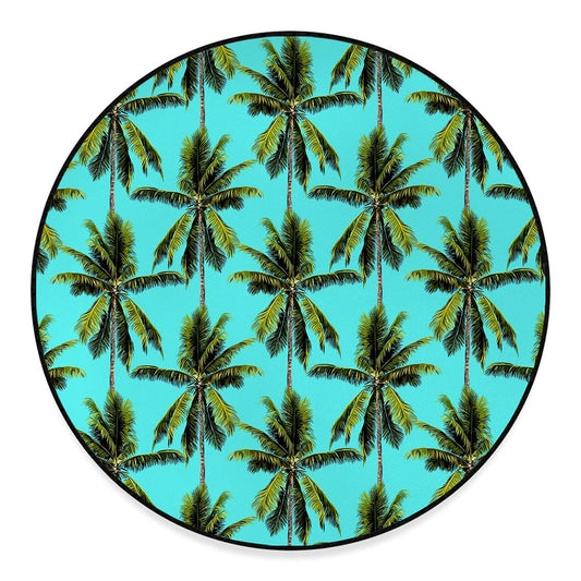 Tropical Palm Tree Pattern Print Round Floor Mat