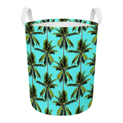 Tropical Palm Tree Pattern Print Round Laundry Basket