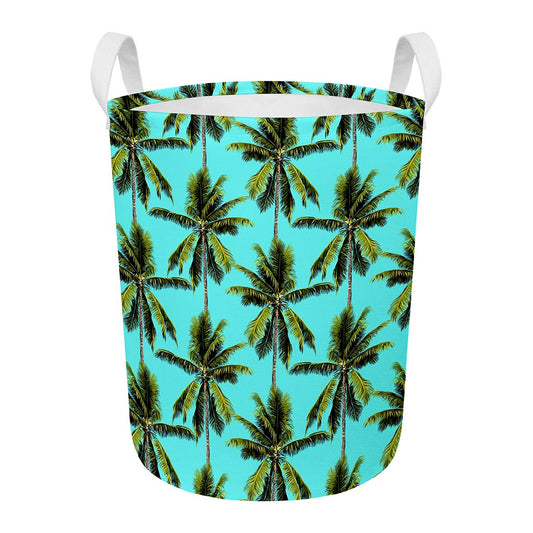 Tropical Palm Tree Pattern Print Round Laundry Basket