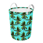 Tropical Palm Tree Pattern Print Round Laundry Basket