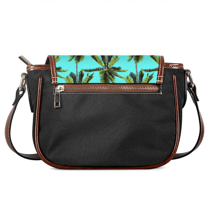 Tropical Palm Tree Pattern Print Saddle Bag