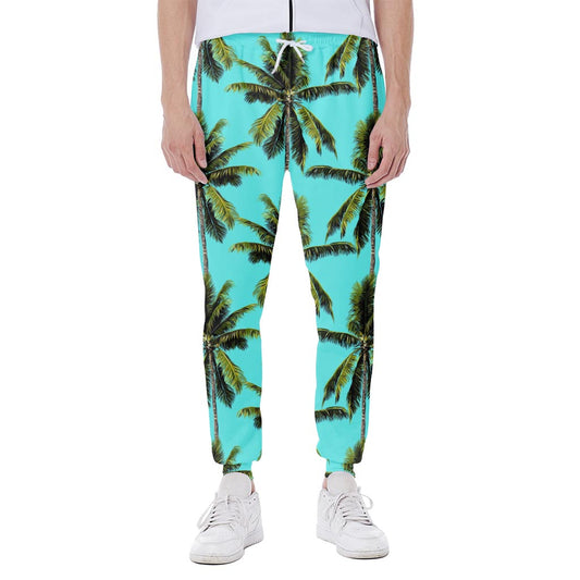 Tropical Palm Tree Pattern Print Scuba Joggers