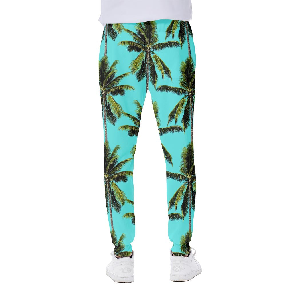 Tropical Palm Tree Pattern Print Scuba Joggers