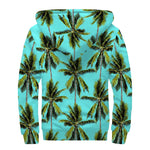 Tropical Palm Tree Pattern Print Sherpa Lined Zip Up Hoodie