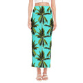 Tropical Palm Tree Pattern Print Side Slit Maxi Skirt