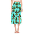 Tropical Palm Tree Pattern Print Side Slit Midi Skirt