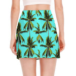Tropical Palm Tree Pattern Print Side Slit Mini Skirt