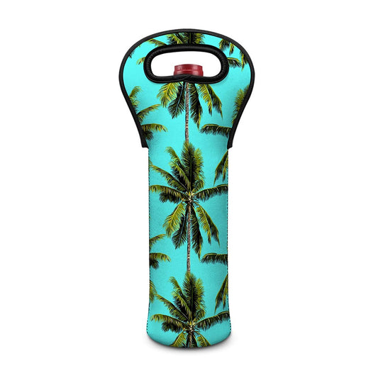Tropical Palm Tree Pattern Print Single Neoprene Wine Tote
