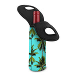 Tropical Palm Tree Pattern Print Single Neoprene Wine Tote