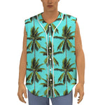 Tropical Palm Tree Pattern Print Sleeveless Baseball Jersey