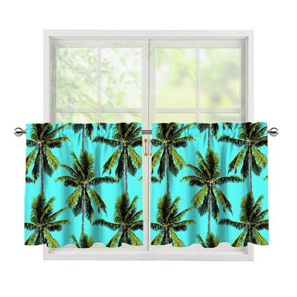 Tropical Palm Tree Pattern Print Tier Curtains