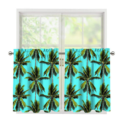 Tropical Palm Tree Pattern Print Tier Curtains