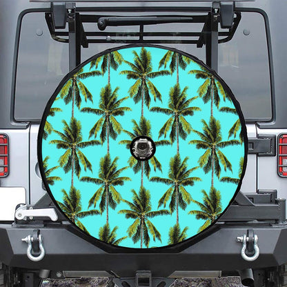 Tropical Palm Tree Pattern Print Tire Cover With Camera Hole