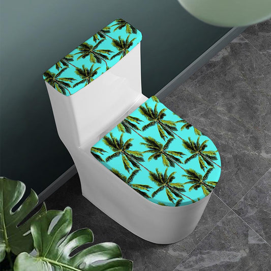 Tropical Palm Tree Pattern Print Toilet Lid And Tank Cover Set