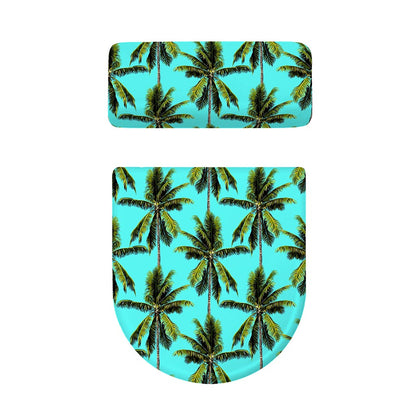 Tropical Palm Tree Pattern Print Toilet Lid And Tank Cover Set