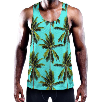 Tropical Palm Tree Pattern Print Training Tank Top