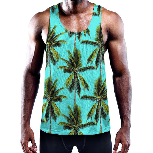 Tropical Palm Tree Pattern Print Training Tank Top