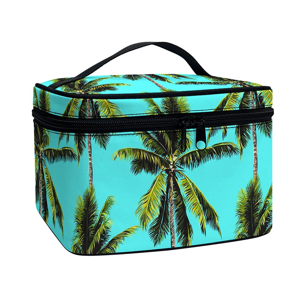 Tropical Palm Tree Pattern Print Travel Makeup Bag