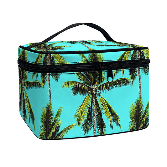 Tropical Palm Tree Pattern Print Travel Makeup Bag