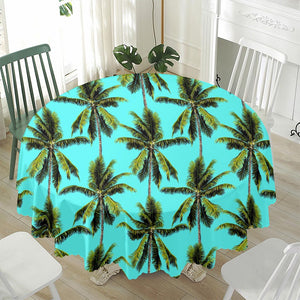 Tropical Palm Tree Pattern Print Waterproof Round Tablecloth