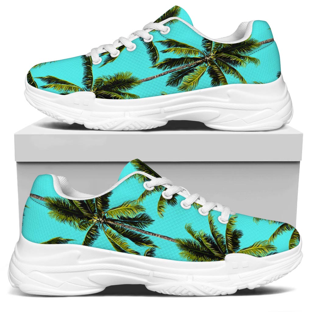 Tropical Palm Tree Pattern Print White Chunky Shoes