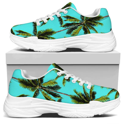 Tropical Palm Tree Pattern Print White Chunky Shoes