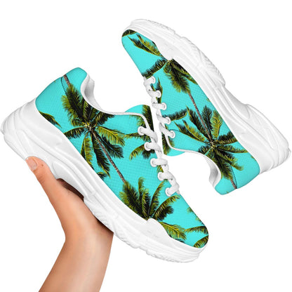 Tropical Palm Tree Pattern Print White Chunky Shoes