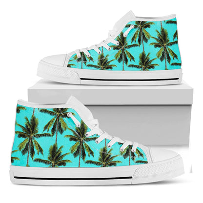 Tropical Palm Tree Pattern Print White High Top Sneakers