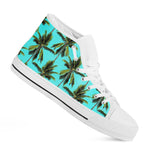 Tropical Palm Tree Pattern Print White High Top Sneakers