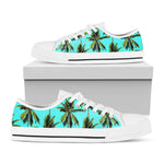 Tropical Palm Tree Pattern Print White Low Top Sneakers