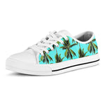 Tropical Palm Tree Pattern Print White Low Top Sneakers