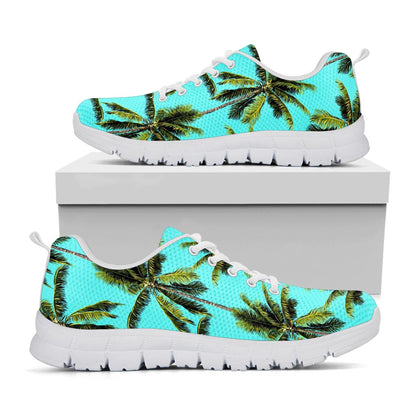 Tropical Palm Tree Pattern Print White Running Shoes