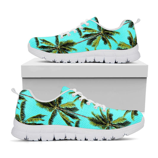 Tropical Palm Tree Pattern Print White Running Shoes