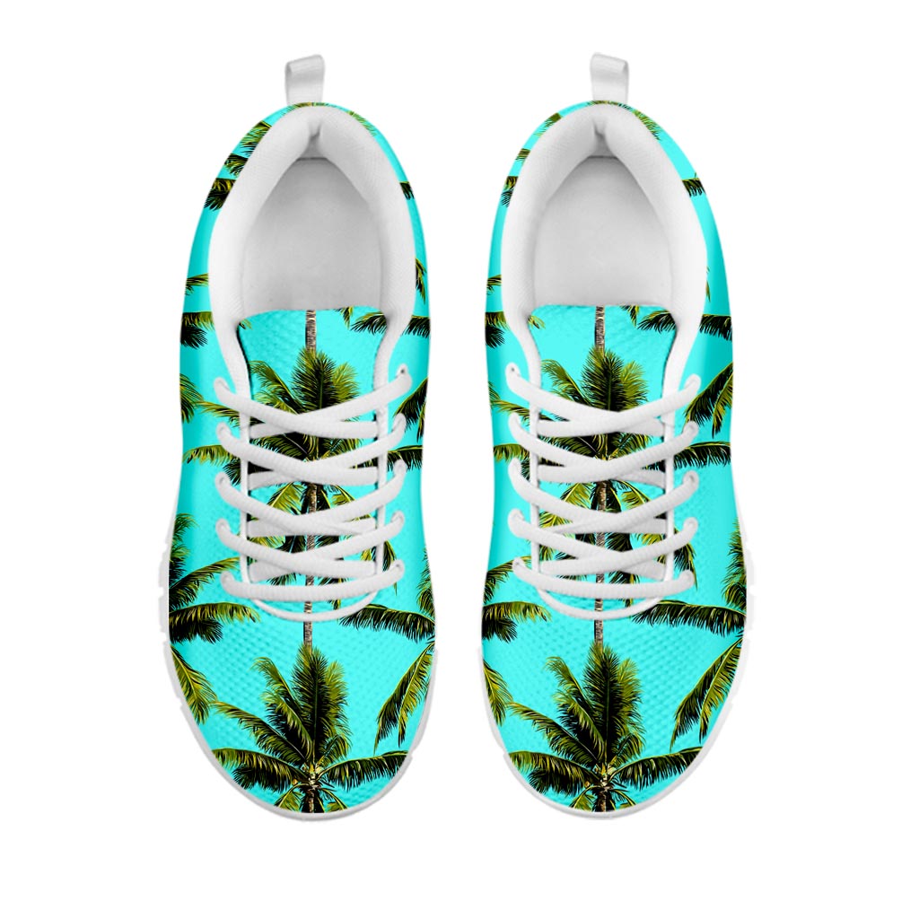Tropical Palm Tree Pattern Print White Running Shoes