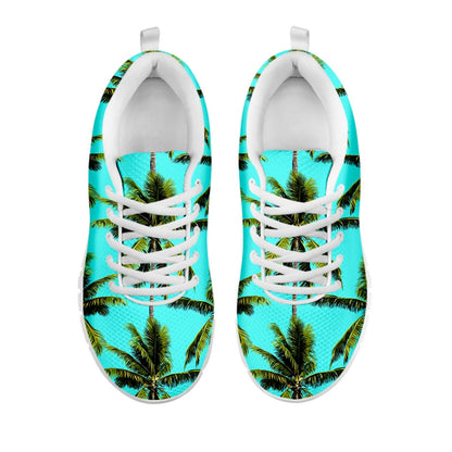 Tropical Palm Tree Pattern Print White Running Shoes