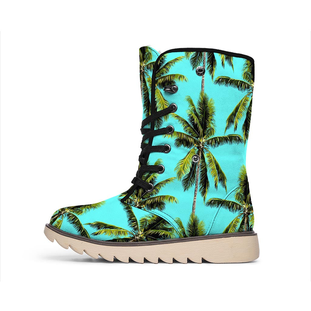 Tropical Palm Tree Pattern Print Winter Boots