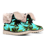 Tropical Palm Tree Pattern Print Winter Boots