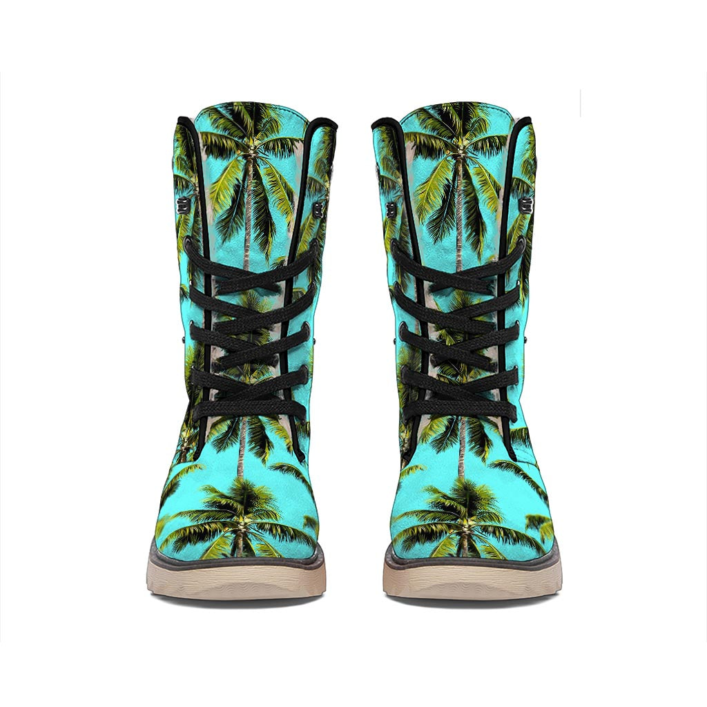 Tropical Palm Tree Pattern Print Winter Boots