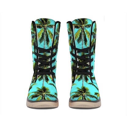 Tropical Palm Tree Pattern Print Winter Boots