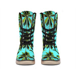 Tropical Palm Tree Pattern Print Winter Boots