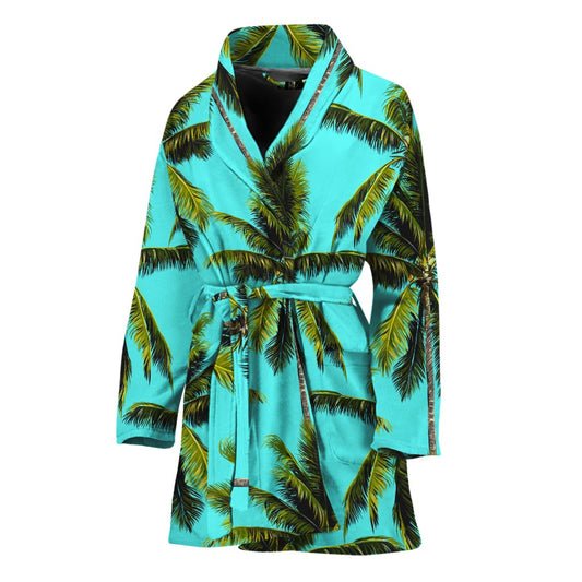 Tropical Palm Tree Pattern Print Women's Bathrobe