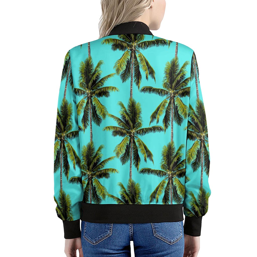 Tropical Palm Tree Pattern Print Women's Bomber Jacket