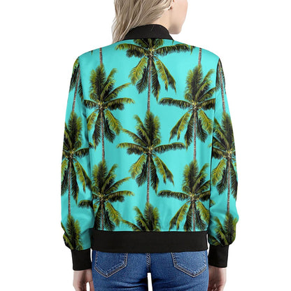 Tropical Palm Tree Pattern Print Women's Bomber Jacket