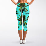 Tropical Palm Tree Pattern Print Women's Capri Leggings