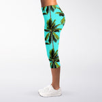 Tropical Palm Tree Pattern Print Women's Capri Leggings