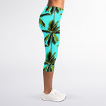 Tropical Palm Tree Pattern Print Women's Capri Leggings