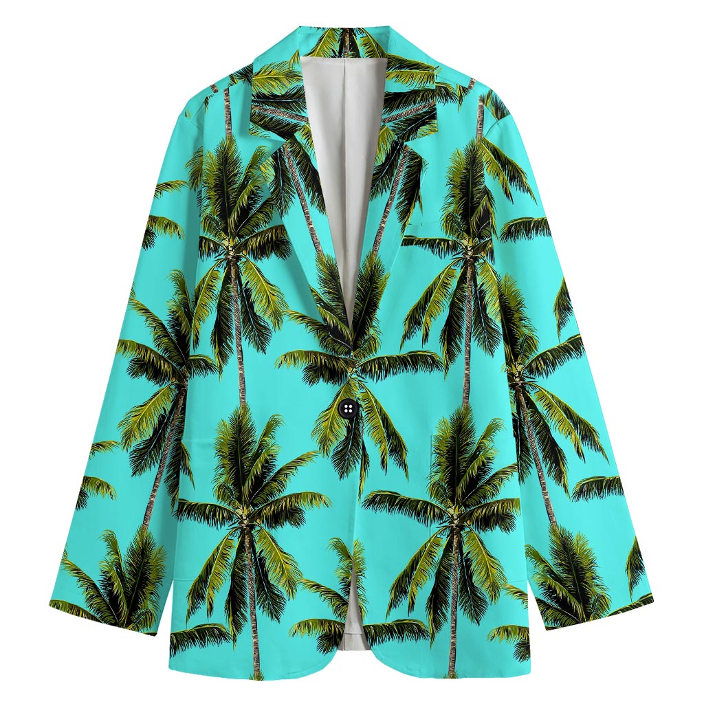 Tropical Palm Tree Pattern Print Women's Cotton Blazer
