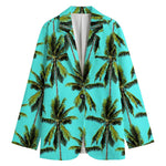 Tropical Palm Tree Pattern Print Women's Cotton Blazer