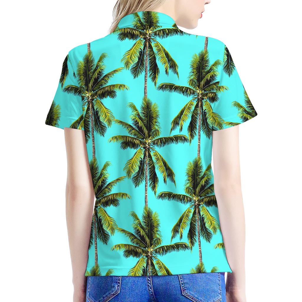 Tropical Palm Tree Pattern Print Women's Polo Shirt